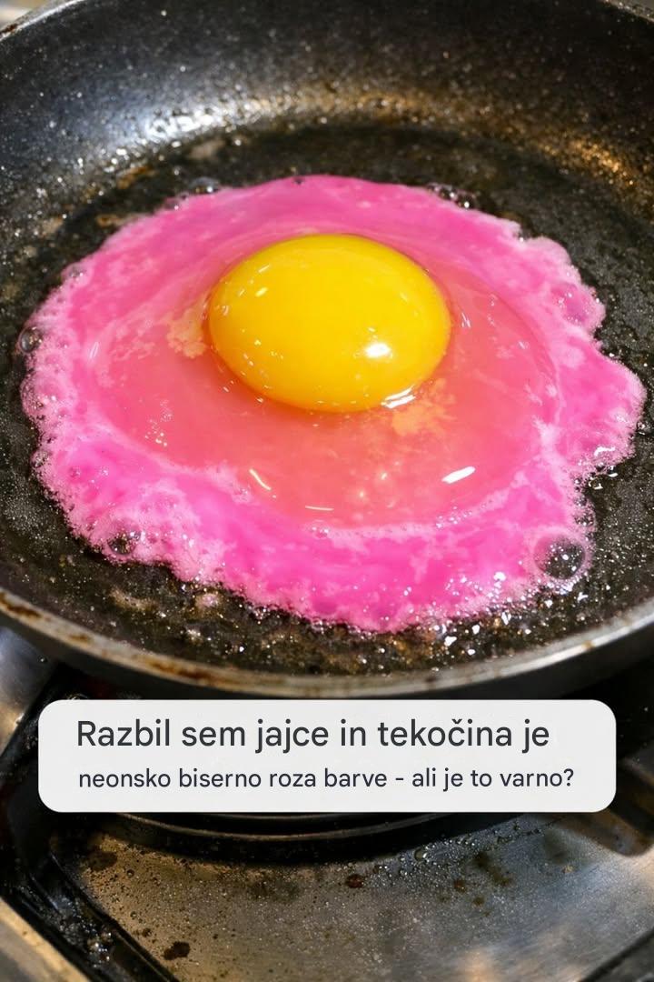 Razbil sem jajce in tekočina je neonsko biserno roza barve – ali je to varno?