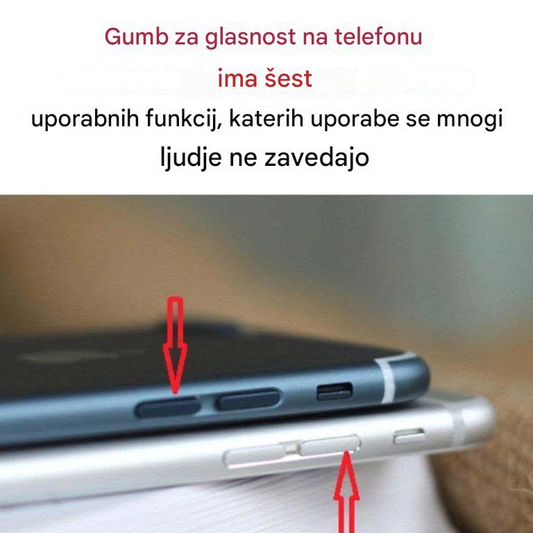 Gumb za glasnost na telefonu ima 6 uporabnih funkcij.