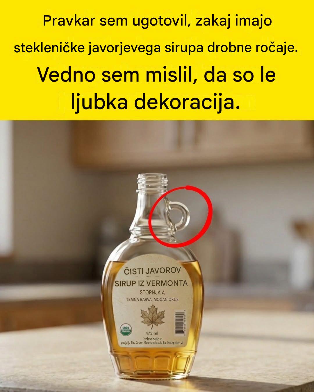 Majhen ročaj na steklenicah javorjevega sirupa