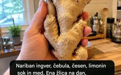 Nariban ingver, čebula, česen, limonin sok in med. Ena čajna žlička