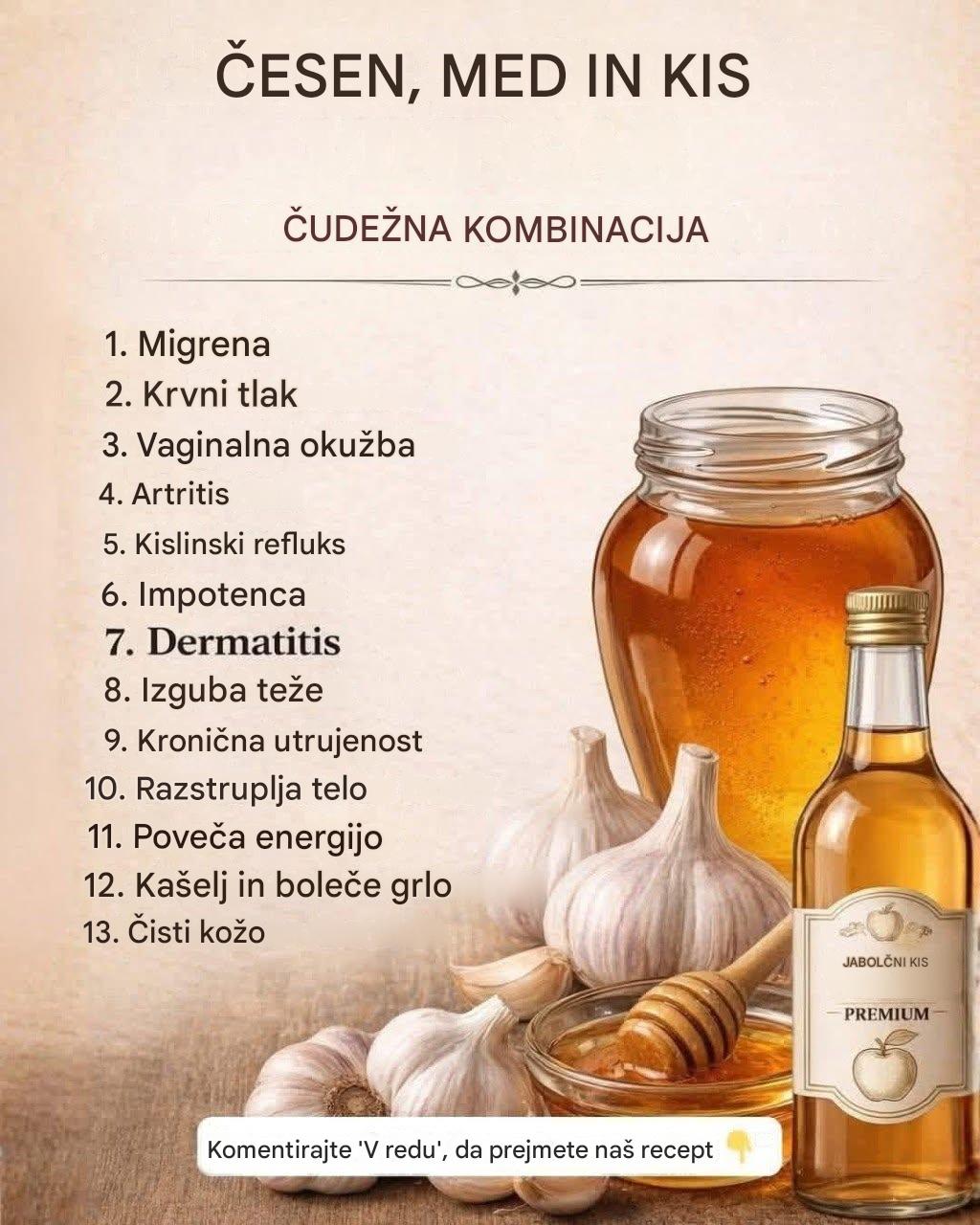 Česen, med in kis