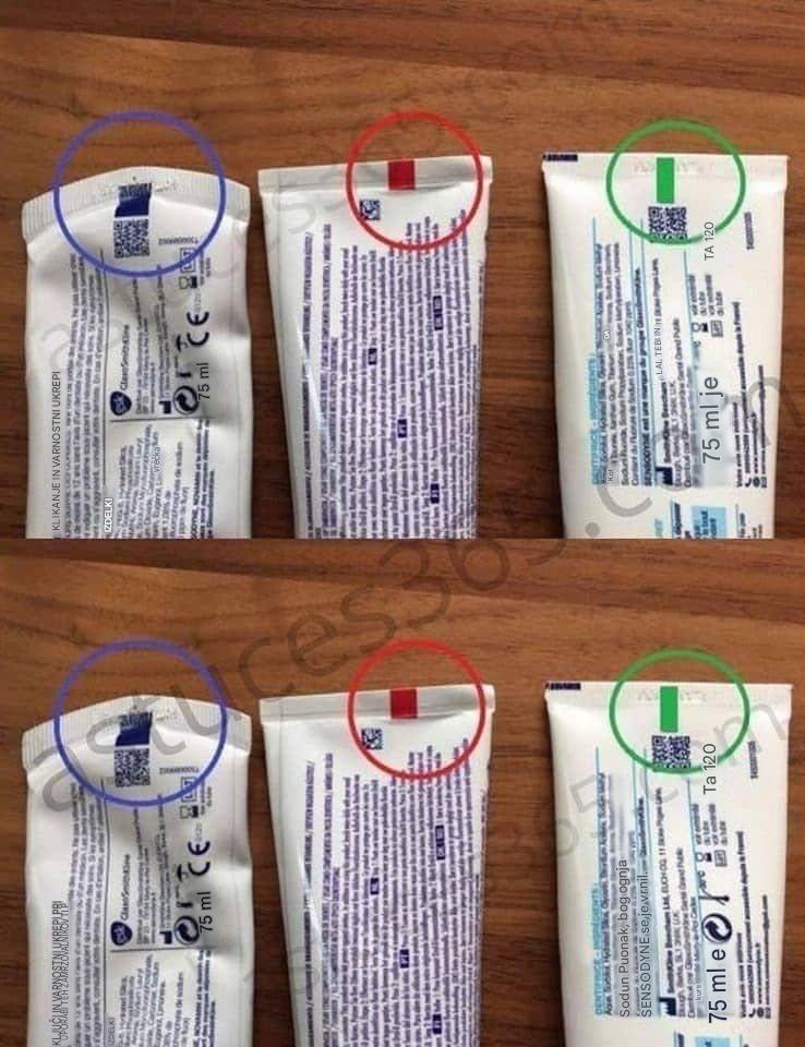 Skrivnost barvne črte na tubi zobne paste