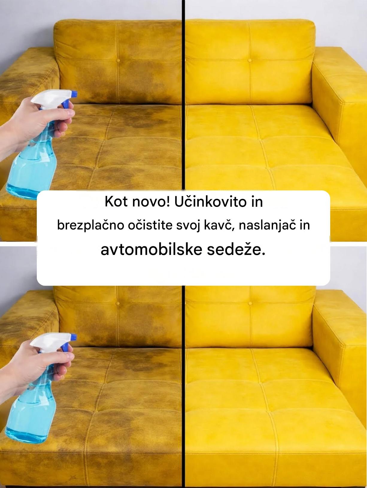 Kot novo! Učinkovito in brezplačno očistite svoj kavč, naslanjač in avtomobilske sedeže.